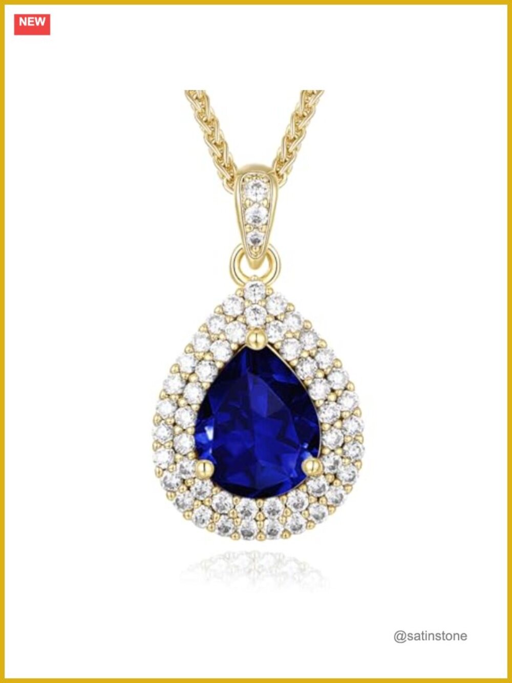 18k Gold Plated Sterling Silver Teardrop Birthstone Pendant Necklace